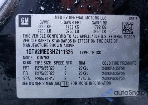 2017 GMC Sierra K1500 Sle from USA, damaged, VIN 1GTV2MEC3HZ111336